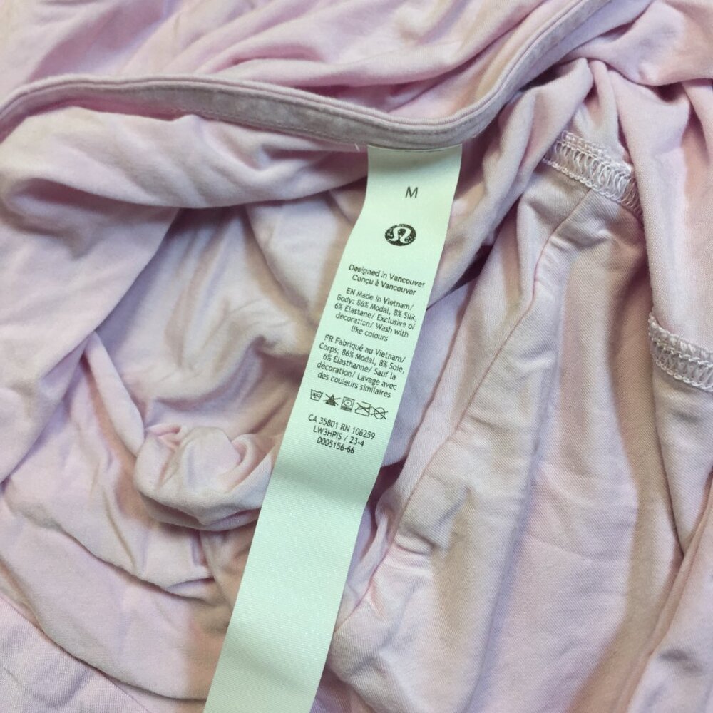 Lululemon Shirt Top Sz M Woman Pink Modal Silk Blend V-Neck Long Sleeve Athletic - Picture 9 of 14